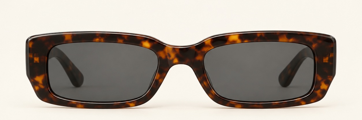 Dark tortoiseshell / Smoke gray Nathan Rectangle, front view