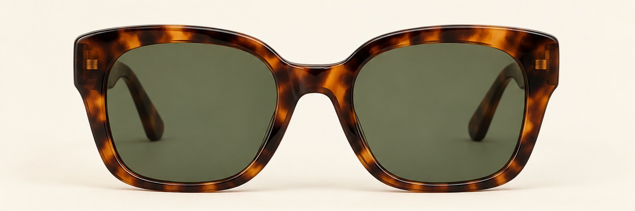 Classic brown tortoiseshell / Green Victoria Soft Square, front view